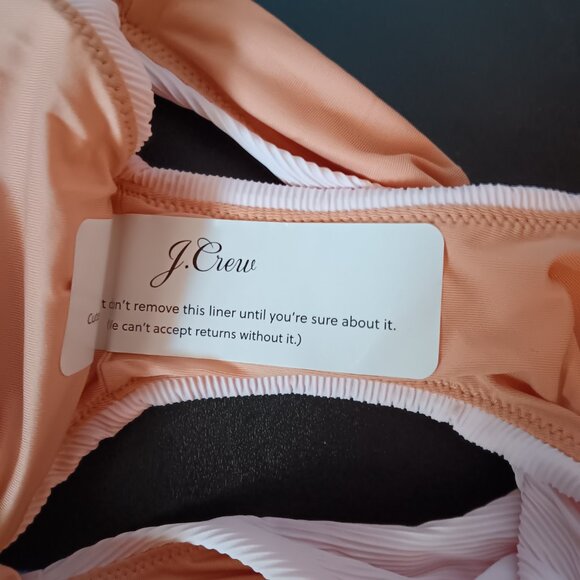 J Crew Women's Ribbed High Rise Cheeky Bikini Bottom NWT Size Medium Pink - Picture 4 of 6